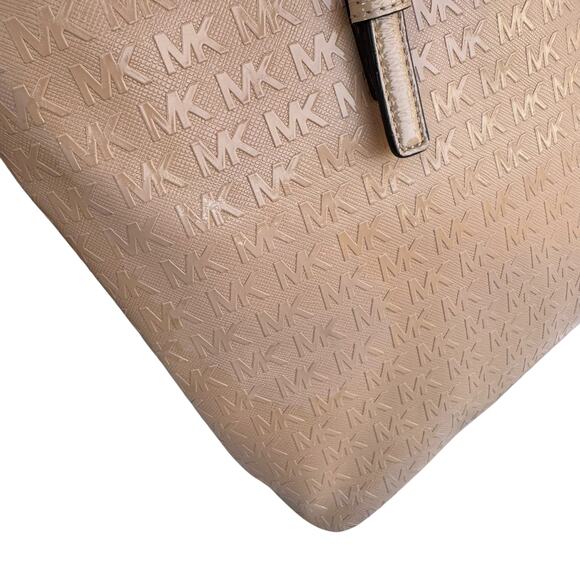 Michael Kors Signature Tan Patent Leather Double-Handle Tote Bag - Picture 7 of 16